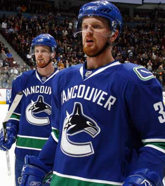 (THW file photo) Henrik, right, and Daniel Sedin, seen here in their early NHL days before assuming leadership roles with the Vancouver Canucks, have become one of the best brother tandems in NHL history.