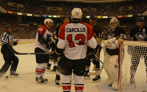 The Philadelphia Flyers and Pittsburgh Penguins do not like each other.  Photo by Author.