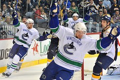 The Sedin twins were both in the controversial game-winning goal against the Kings Saturday (Photo by Danielle Browne).