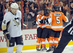 For the Flyers, Scott Hartnell adds up to physicality and taunting the rival Penguins.