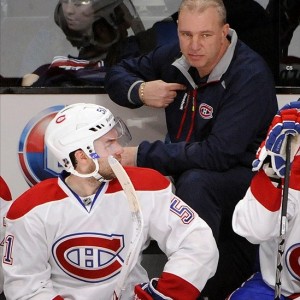Montreal Canadiens head Michel Therrien and David Desharnais