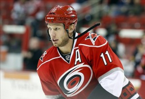 Staal debuted in Carolina with a -18 plus/minus rating.  Is that all on him though? (James Guillory-USA TODAY Sports)