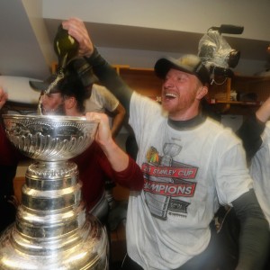 Hossa celebrating with the Cup for the second time on June 24 2013. (David Sandford/Pool Photo via USA TODAY Sports)