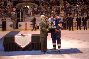 Angelidis and the Calder Cup.  Photo Credit:(John Wright/Norfolk Admirals)