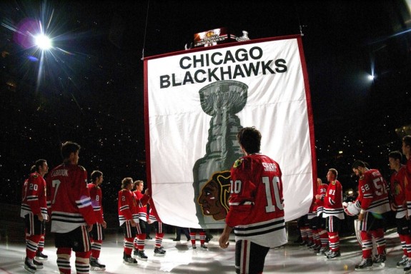 Sheldon Brookbank and the Chicago Blackhawks have their work cut out for them in the 2014 Stanley Cup Playoffs. (Rob Grabowski-USA TODAY Sports)