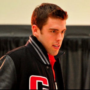 Brandon Gormely, currently of the Portland Pirates, as a member of Team Canada at the 2012 World Junior Championships