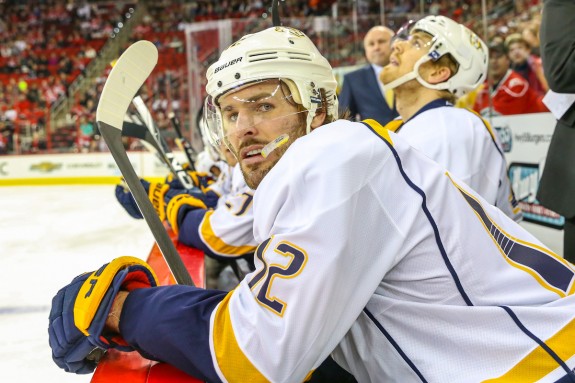 Mike Fisher watches on from the bench, Photo Credit: Andy Martin Jr