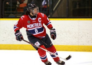 Cathy Chartrand skating for the Canadian Women's Hockey League Montreal Stars franchise.