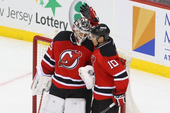 Peter Harrold & Cory Schneider are reunited in New Jersey. (Ed Mulholland-USA TODAY Sports)
