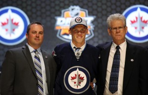 Nikolaj Ehlers is a first round pick of the Winnipeg Jets and has been a leader for Denmark.  (Bill Streicher-USA TODAY Sports)