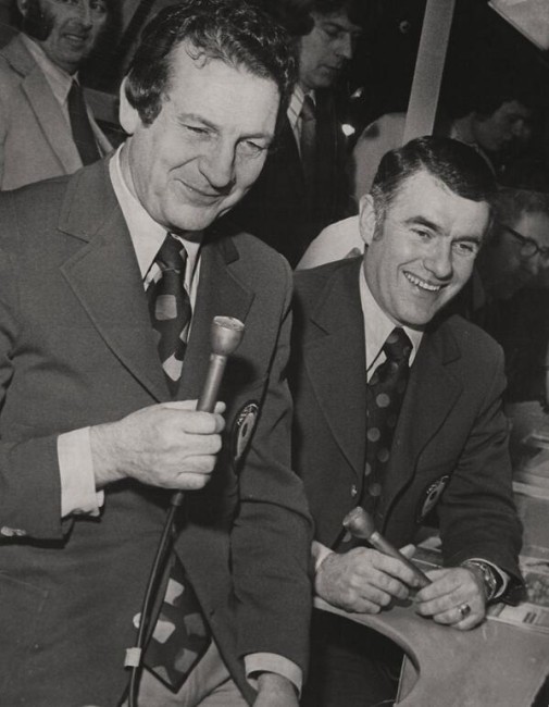 Dick Irvin Jr. - to the right of long time broadcast partner Danny Gallivan