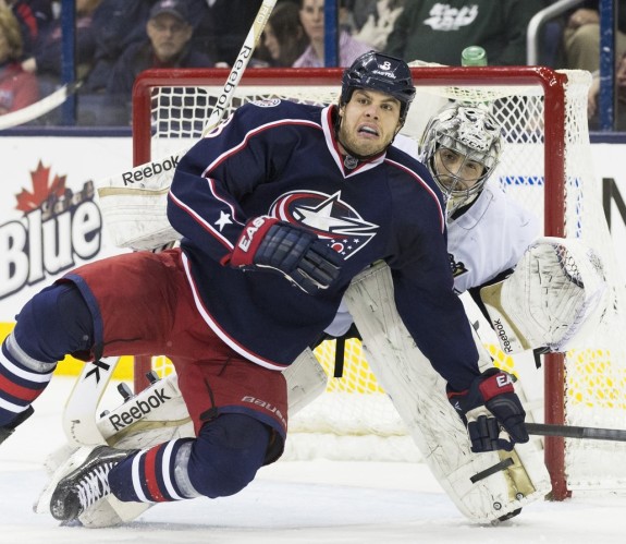 (Greg Bartram-USA TODAY Sports) Nathan Horton of the Columbus Blue Jackets, seen here screening Pittsburgh Penguins goaltender Marc-Andre Fleury, tops the Big List of Comeback Candidates. Ironically, Fleury also earns a mention further down.