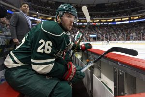 Thomas Vanek has been stepping up for the Minnesota Wild recently, scoring a goal against Dallas Saturday night and collecting an assist the night before. (Brace Hemmelgarn - USA TODAY Sports)