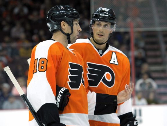 Measuring Umberger and Lecavalier: Only Claude Giroux (not pictured) carries a higher cap hit than R.J. Umberger and Vinny Lecavalier among Flyers forwards.