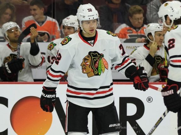 (Amy Irvin/The Hockey Writers) Artemi Panarin is one of the more intriguing newcomers to the league this season, but he's not as established as the rest of Mike's players, which makes Panarin a tough keep now that it's time to make room for Nicklas Backstrom again.