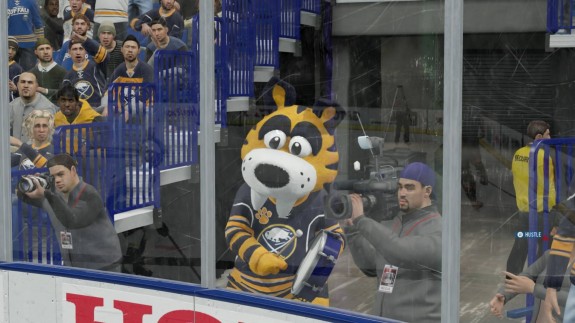 Mascots act like their usual selves in NHL 16, including leading fans in chants