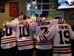 Chicago Blackhawks fans showing their pride