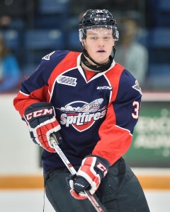 Mikhail Sergachev of the Windsor Spitfires was selected 9th overall by the Montreal Canadiens in the 2016 NHL Draft. Photo by Terry Wilson / OHL Images.