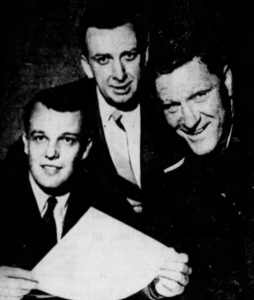 Jack Riley, centre, and Red Sullivan (right) will guide the fortunes of the new Pittsburgh NHL team. Senator Jack MacGregor is on the left.