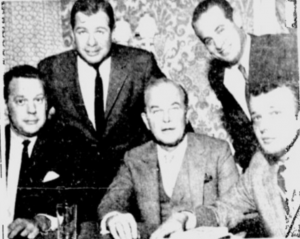 Five of the six new NHL owners. Standing: Gordon Ritz (MIN), Sid Salomon (STL) Seated: Bill Putnam (PHI, Jack Kent Cooke (LA), Jack MacGregor (PIT)