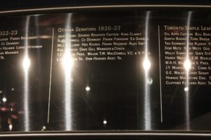 Photo by: Scott Campbell A listing of the 1927 Ottawa Senators team that won the Stanley Cup