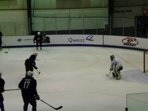 Patrick Kane breaks in on Jonathan Quick (photo property of the author)