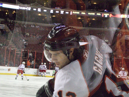 Flyers' all-star winger Simon Gagne missed nearly all of the 2007-08 season and postseason while his team rebounded from the worst season in the organization's history and made it to the Eastern Conference Finals. (Image Credits: lisabb399)