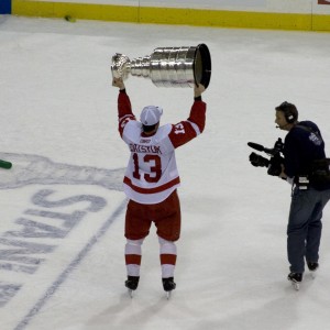 Pavel Datsyuk hoisting the Cup