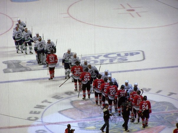 The handshake at the end of a series is respected across the sports world (photo property of Pam Rodriguez)