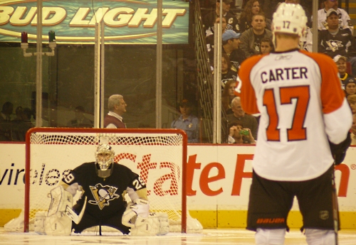Jeff Carter, Philadelphia Flyers and Marc-Andre Fleury, Pittsburgh Penguins
