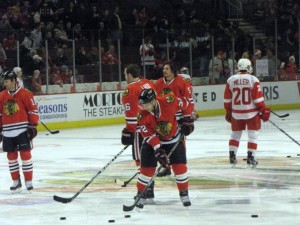 Hawks in Pregame Skate (Pam Rodriguez/THW)