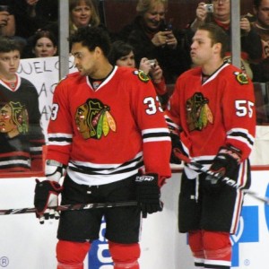 Byfuglien and Ben Eager, Former Hawks Now With Atlanta (Pam Rodriguez/THW)