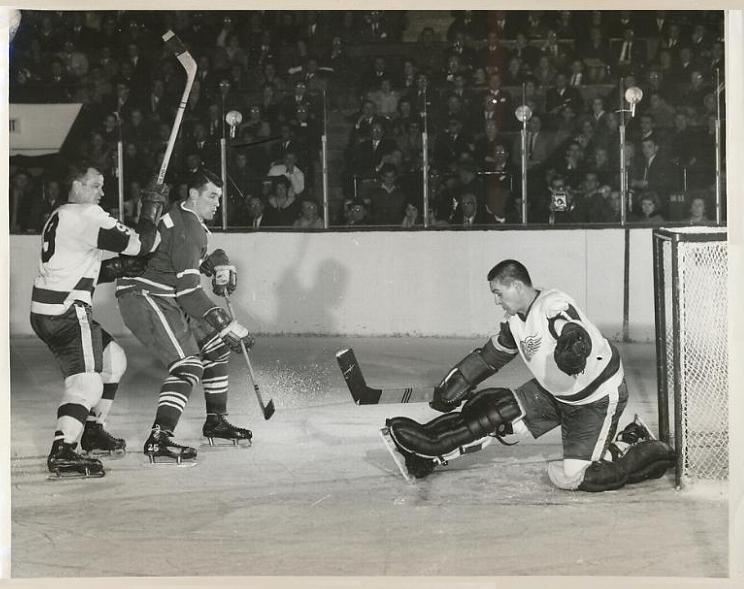 TERRY SAWCHUK JACK ADAMS 1955 NHL HOCKEY DETROIT RED WINGS STANLEY