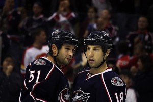 Columbus Blue Jackets Fedor Tyutin and RJ Umberger (Dave Gainer/THW)