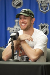 Jeff Carter at press conference