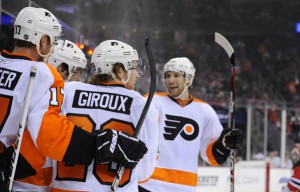 Braydon Coburn Claude Giroux: APR 01 Flyers at Devils