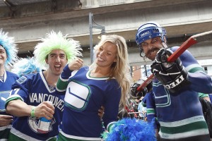 Canucks fans outside Rogers Arena