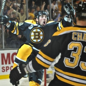 Marchand, right, leads all rookies in playoff scoring and set a Bruins rookie record for playoff goals (Icon SMI)