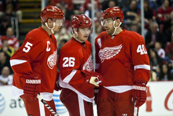 Detroit Red Wings players Nicklas Lidstrom and Henrik Zetterberg.