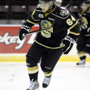 Knights' Ryan Rupert could get the book thrown at him with the latest stick swinging incident (Aaron Bell/OHL Images)