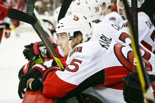 Erik Karlsson was benched in Game 2 against the Penguins (Photo by Andy Martin Jr)