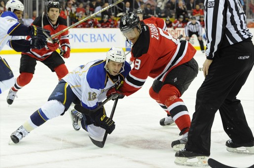 Scott Nichol and New Jersey Devils right wing Dainius Zubrus