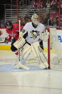 Marc-Andre Fleury won his 11th straight game after being pulled in the prior contest. (Tom Turk/THW)