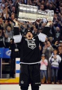 Dustin Brown hoisted the Cup high overhead in June, but is one of the Kings seemingly under a cloud so far this year. (Jayne Kamin-Oncea-US PRESSWIRE)