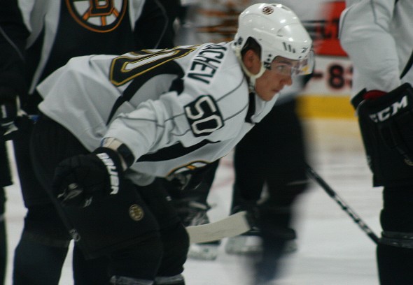 Alex Khokhlachev looks-on at the Boston Bruins 2012 Development Camp. (Photo: Amanda Mand)