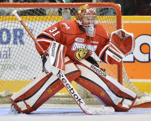 Binnington was a standout with OHL Owen Sound from 2009-10 to 2012-13 (Terry Wilson/OHL Images)