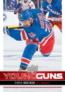 Chris Kreider's rookie card in 2012-13 Upper Deck Series One.