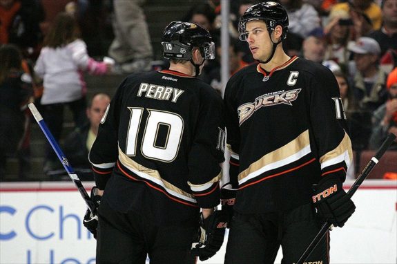 Corey Perry and Ryan Getzlaf. (Jake Roth-USA TODAY Sports)