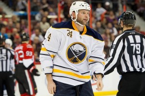 Could Robyn Regehr be on his way out of Buffalo? (Marc DesRosiers-USA TODAY Sports)