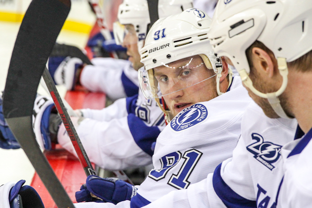 Shooters like Steven Stamkos are very particular about their hockey sticks (Photo By Andy Martin Jr)